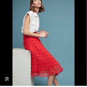 Anthropologie gorgeous red midi skirt ♥️